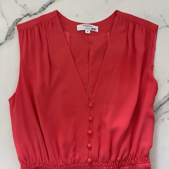 Thakoon Teaberry V neck Dress Sz 6 Coral Pink Effortless Chic Feminine ASOTV - Picture 7 of 12